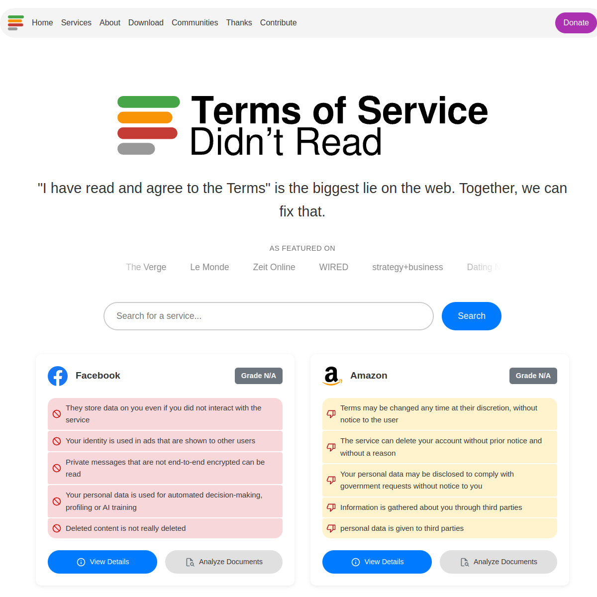 Terms of Service; Didn’t Read (TOS;DR)