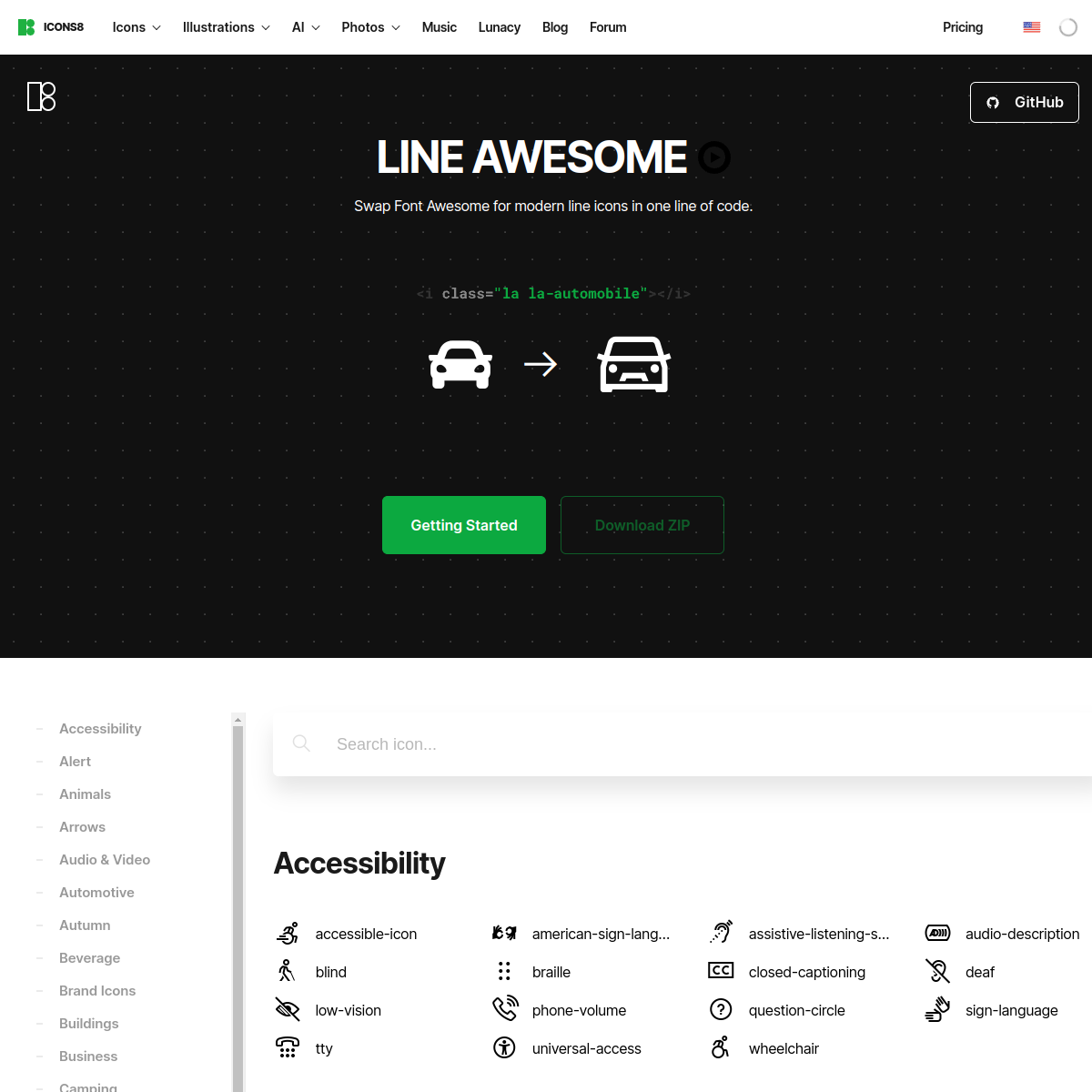 Icon8 - Line Awesome