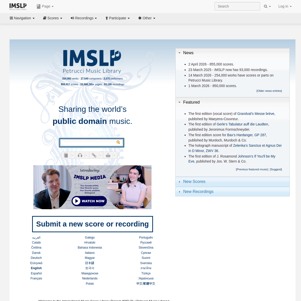 IMSLP - Petrucci Music Library