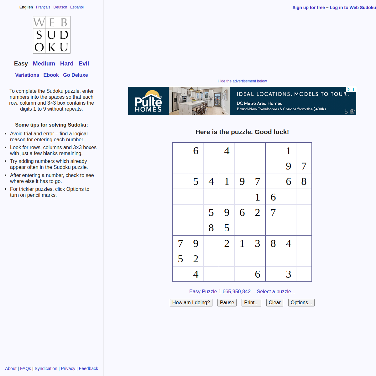 Web Sudoku