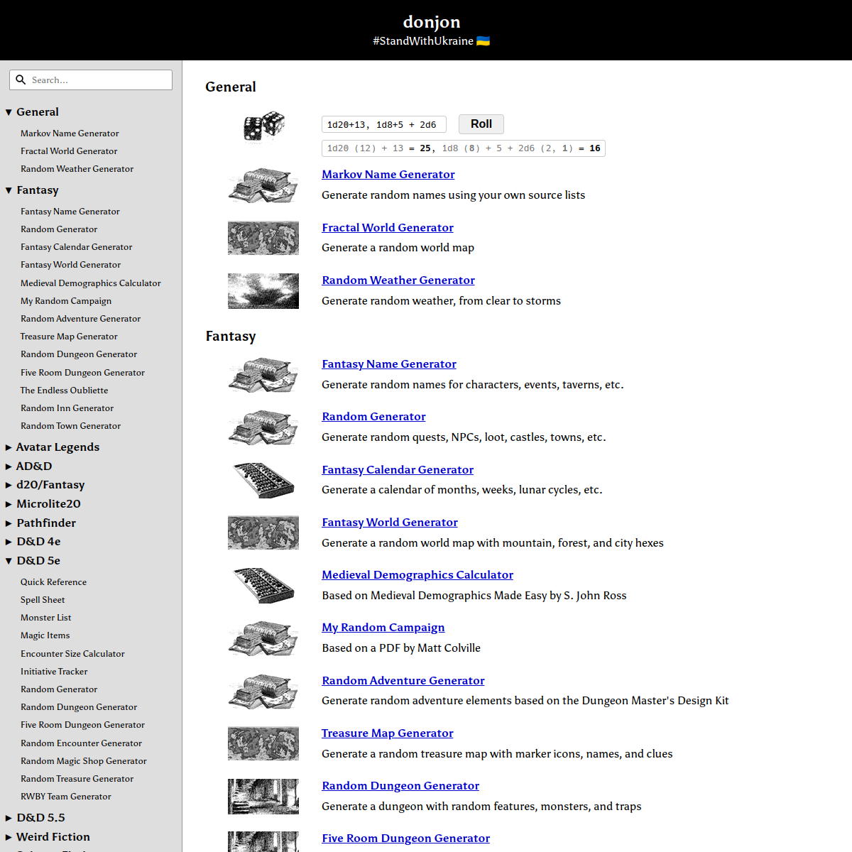 Donjon - D&D inspired procedural generators
